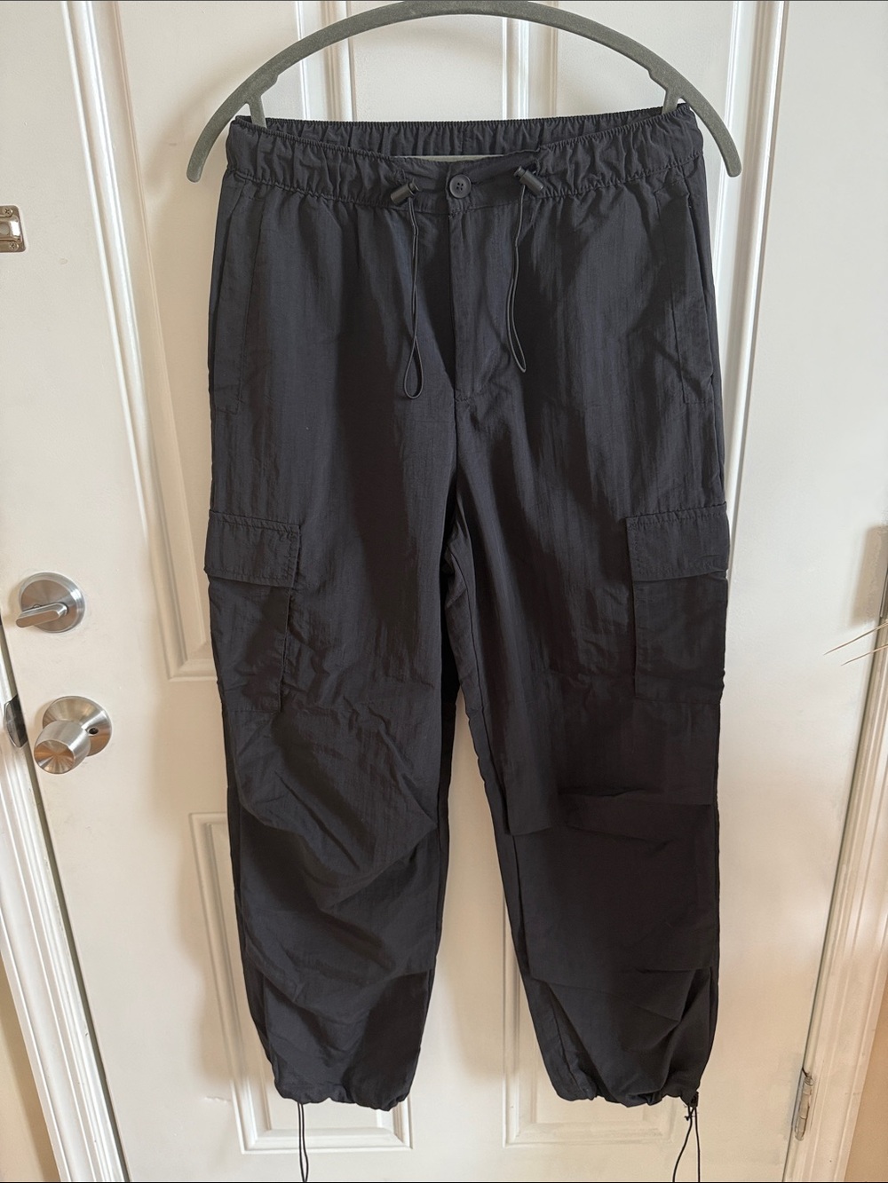 Women’s Black Cargo Parachute Pants